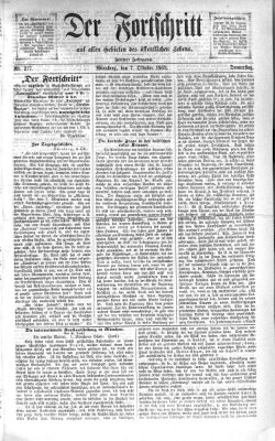 Der Fortschritt auf allen Gebieten des öffentlichen Lebens Donnerstag 7. Oktober 1869