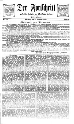 Der Fortschritt auf allen Gebieten des öffentlichen Lebens Dienstag 21. Dezember 1869