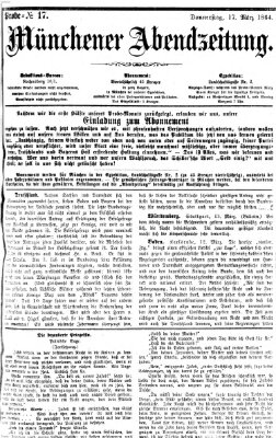 Münchener Abendzeitung Donnerstag 17. März 1864