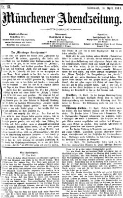 Münchener Abendzeitung Mittwoch 13. April 1864