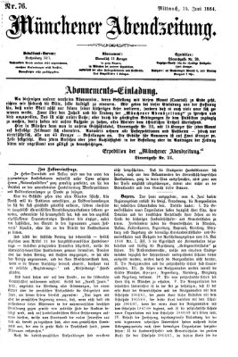 Münchener Abendzeitung Mittwoch 15. Juni 1864