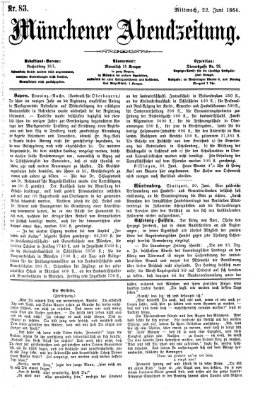 Münchener Abendzeitung Mittwoch 22. Juni 1864