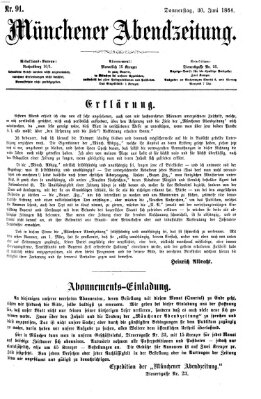 Münchener Abendzeitung Donnerstag 30. Juni 1864