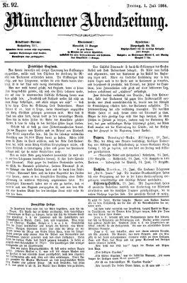 Münchener Abendzeitung Freitag 1. Juli 1864