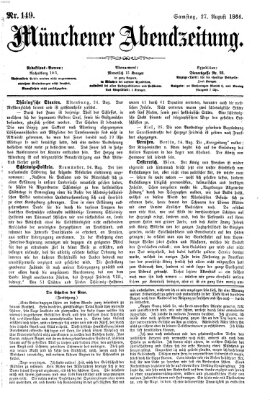 Münchener Abendzeitung Samstag 27. August 1864