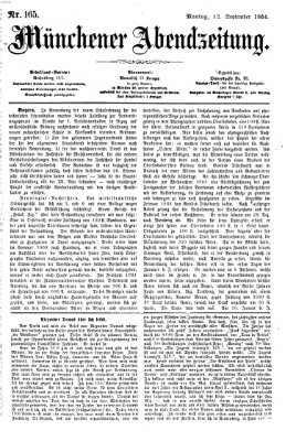 Münchener Abendzeitung Montag 12. September 1864