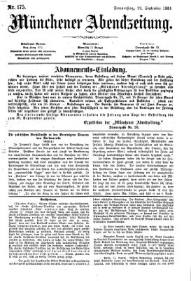 Münchener Abendzeitung Donnerstag 22. September 1864