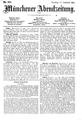 Münchener Abendzeitung Dienstag 27. September 1864