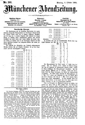 Münchener Abendzeitung Montag 3. Oktober 1864