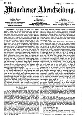 Münchener Abendzeitung Dienstag 4. Oktober 1864