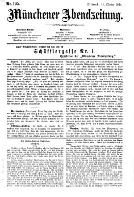 Münchener Abendzeitung Mittwoch 12. Oktober 1864