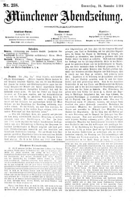 Münchener Abendzeitung Donnerstag 24. November 1864