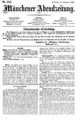 Münchener Abendzeitung Dienstag 29. November 1864