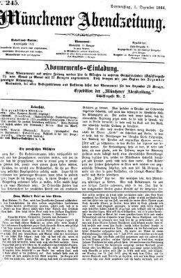 Münchener Abendzeitung Donnerstag 1. Dezember 1864