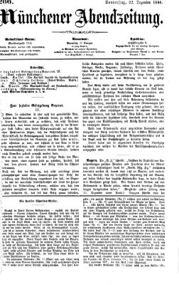 Münchener Abendzeitung Donnerstag 22. Dezember 1864