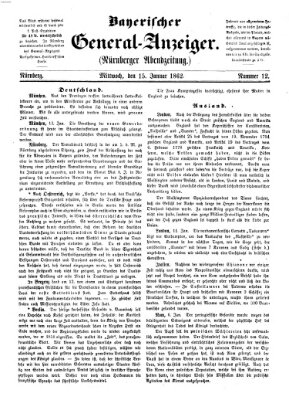 Bayerischer General-Anzeiger (Nürnberger Abendzeitung) Mittwoch 15. Januar 1862