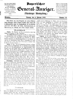 Bayerischer General-Anzeiger (Nürnberger Abendzeitung) Dienstag 4. Februar 1862