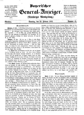 Bayerischer General-Anzeiger (Nürnberger Abendzeitung) Samstag 22. Februar 1862