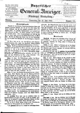 Bayerischer General-Anzeiger (Nürnberger Abendzeitung) Donnerstag 19. Juni 1862