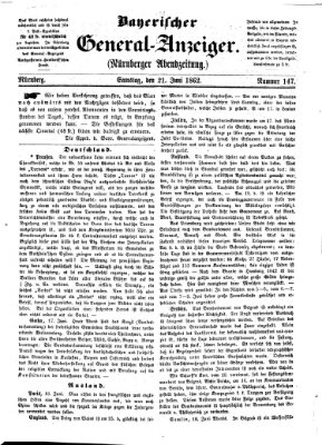 Bayerischer General-Anzeiger (Nürnberger Abendzeitung) Samstag 21. Juni 1862