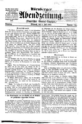 Nürnberger Abendzeitung Mittwoch 2. Juli 1862