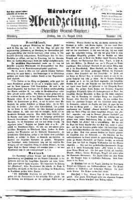 Nürnberger Abendzeitung Freitag 15. August 1862