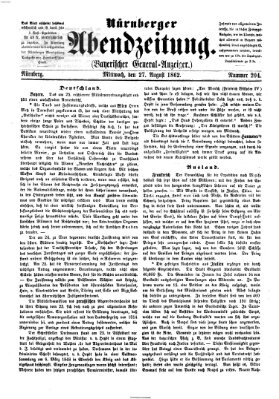 Nürnberger Abendzeitung Mittwoch 27. August 1862