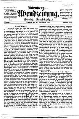 Nürnberger Abendzeitung Mittwoch 10. September 1862