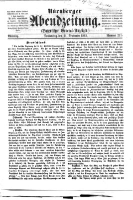 Nürnberger Abendzeitung Donnerstag 11. September 1862