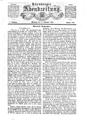 Nürnberger Abendzeitung Mittwoch 17. September 1862