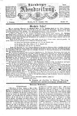 Nürnberger Abendzeitung Sonntag 21. September 1862