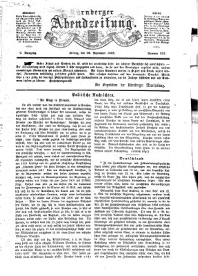 Nürnberger Abendzeitung Freitag 26. September 1862