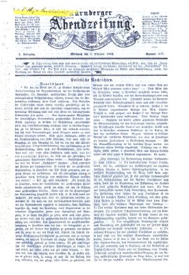 Nürnberger Abendzeitung Mittwoch 1. Oktober 1862