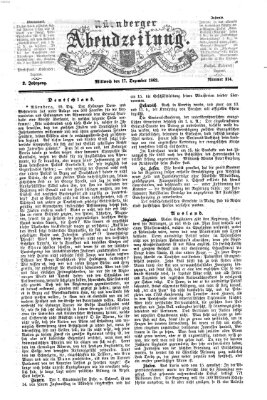 Nürnberger Abendzeitung Mittwoch 17. Dezember 1862