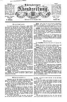 Nürnberger Abendzeitung Mittwoch 24. Dezember 1862