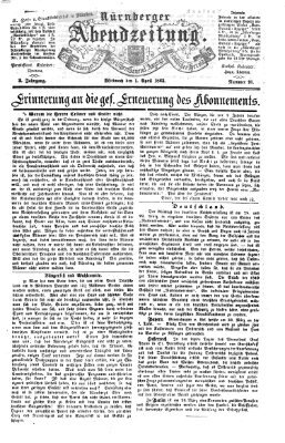 Nürnberger Abendzeitung Mittwoch 1. April 1863