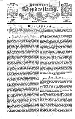 Nürnberger Abendzeitung Mittwoch 1. Juli 1863