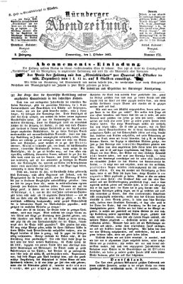 Nürnberger Abendzeitung Donnerstag 1. Oktober 1863