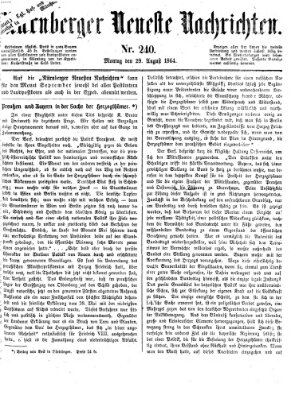 Nürnberger neueste Nachrichten Montag 29. August 1864