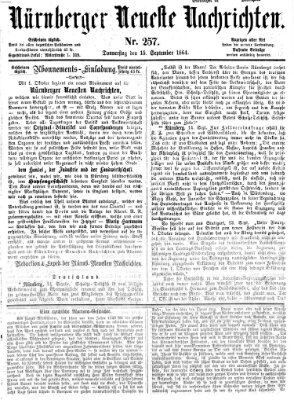 Nürnberger neueste Nachrichten Donnerstag 15. September 1864