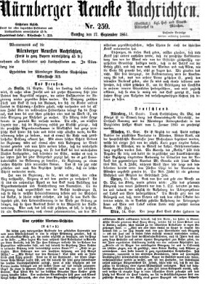 Nürnberger neueste Nachrichten Samstag 17. September 1864