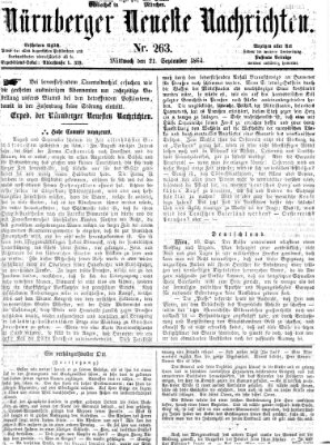 Nürnberger neueste Nachrichten Mittwoch 21. September 1864