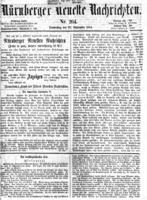 Nürnberger neueste Nachrichten Donnerstag 22. September 1864