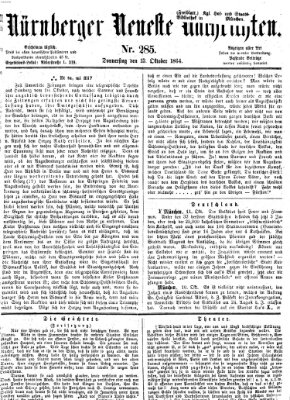 Nürnberger neueste Nachrichten Donnerstag 13. Oktober 1864