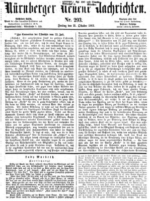 Nürnberger neueste Nachrichten Freitag 21. Oktober 1864