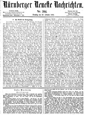 Nürnberger neueste Nachrichten Samstag 22. Oktober 1864