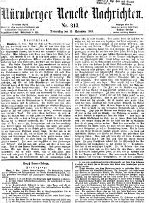 Nürnberger neueste Nachrichten Donnerstag 10. November 1864