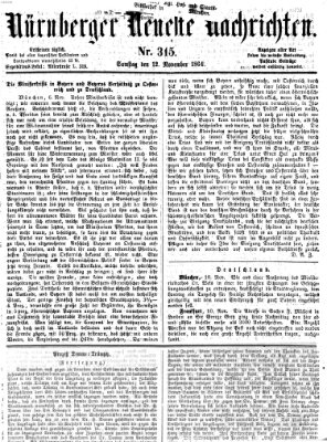 Nürnberger neueste Nachrichten Samstag 12. November 1864