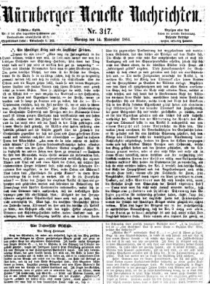 Nürnberger neueste Nachrichten Montag 14. November 1864