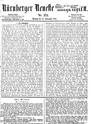 Nürnberger neueste Nachrichten Montag 28. November 1864